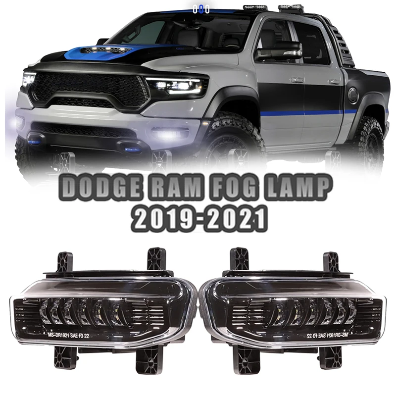 

2023 LED Fog lights Assembly For Dodge Ram 1500 2019-2021 Replacement Assembly Kit Black