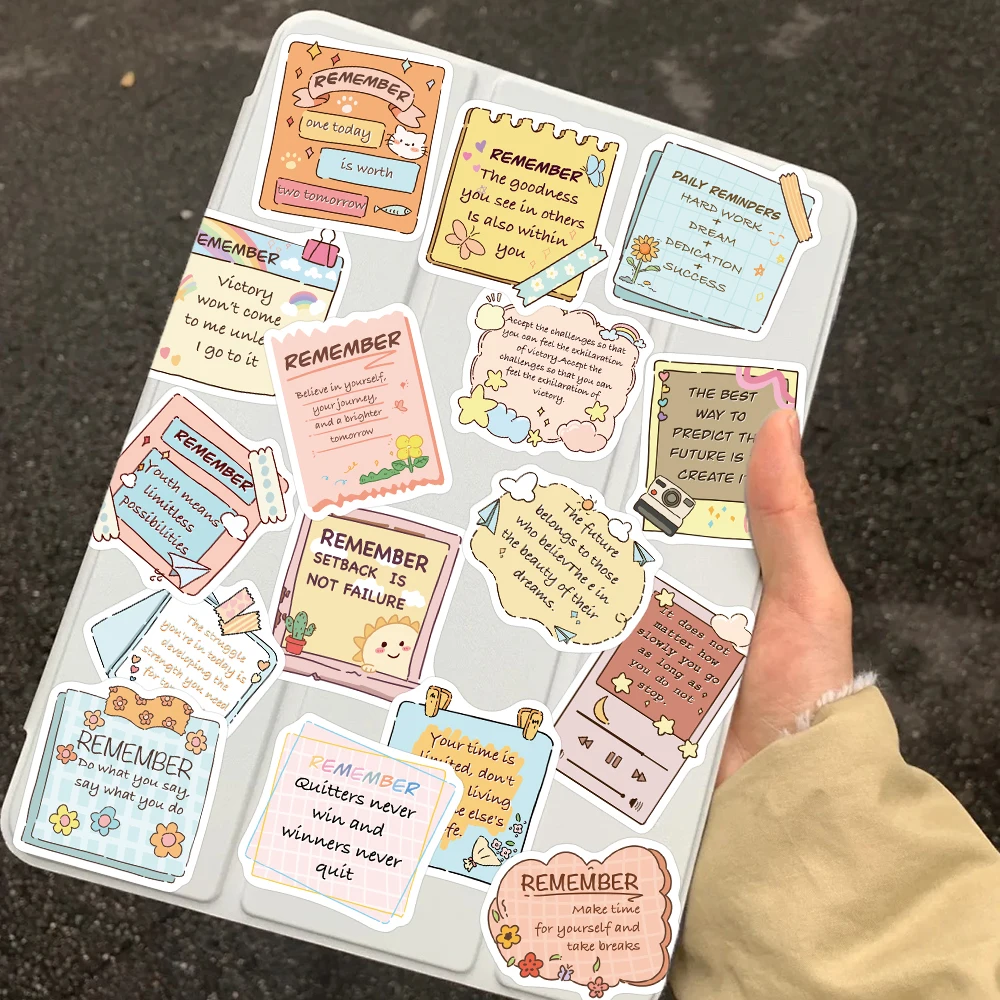 50 Stück motivierende englische Phrasen-Aufkleber für Laptop, Skateboard, Gitarre, Helm, DIY, ästhetische Aufkleber, kreative Geschenke – Detail 11