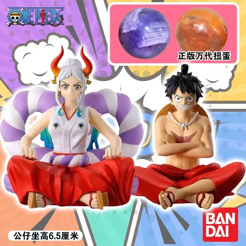 Bandai Original Anime One Piece Gashapon Land of Wano Luffy Yamato Sitting Action Figure Model Toys desktop ornament gifts