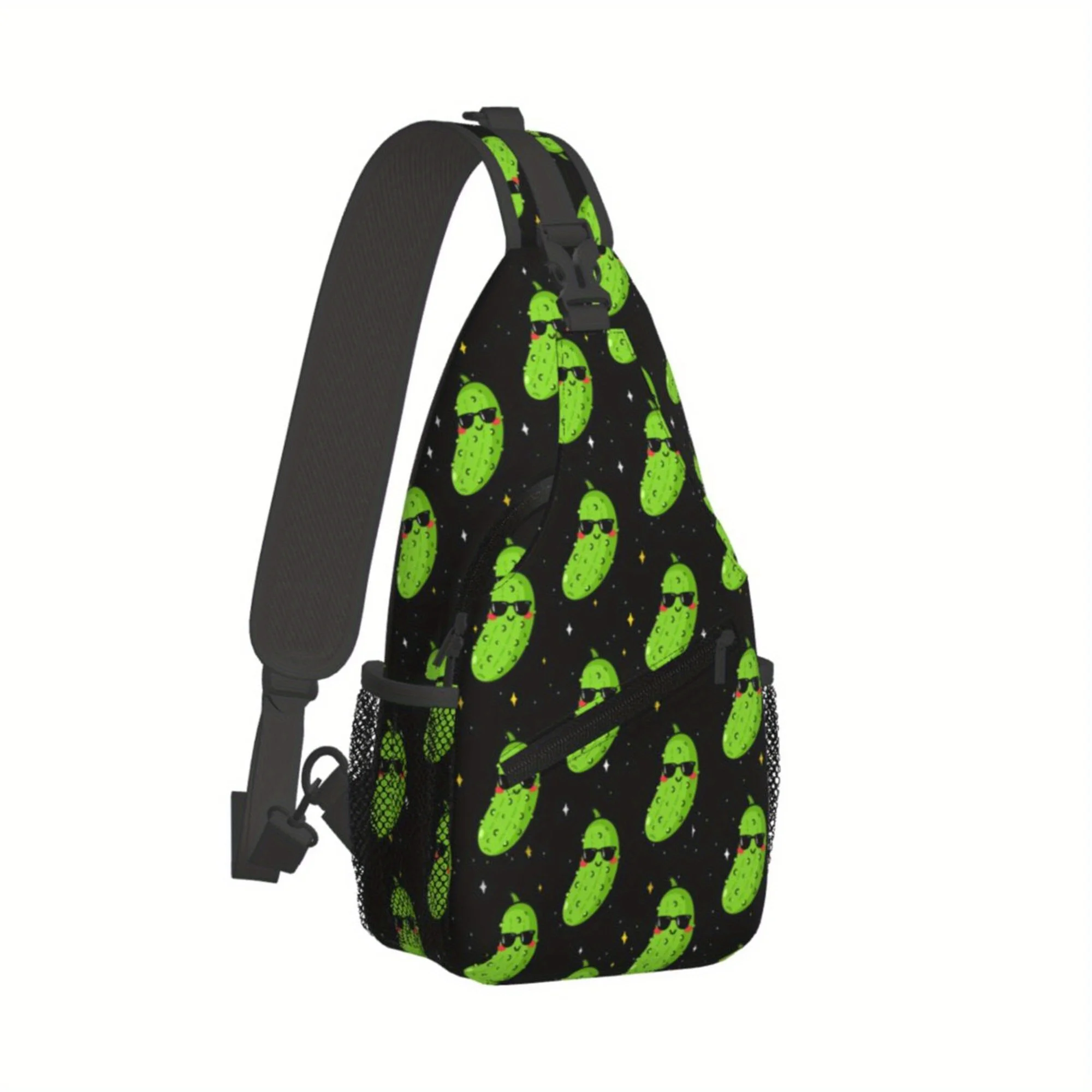 Funny Pickle Men's Chest Bag Crossbody Bag Fashionable and Durable Casual Versatile Chest Bag with Safety Zipper