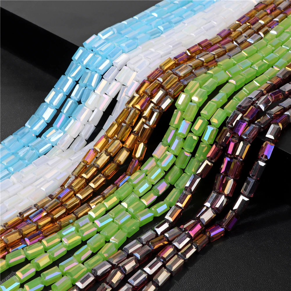 4x8mm Rectangle Austrian Crystal Beads AB Colorful Glass Loose Beads for  Jewelry Making Bracelet DIY Nail Art Decoration