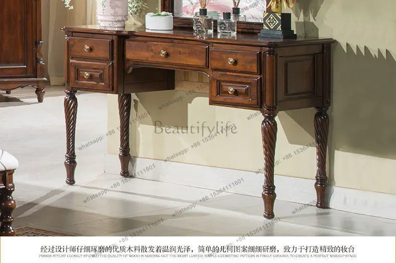 American country solid wood dresser small apartment bedroom simple European makeup counter