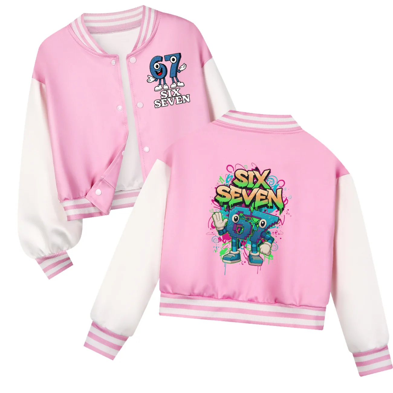 Ruba A Brainrot Esok Sekolah 67 Felpa con cappuccio uniforme da baseball per bambini Adolescenti Ragazzi e ragazze Casual Primavera Autunno Costume per bambini