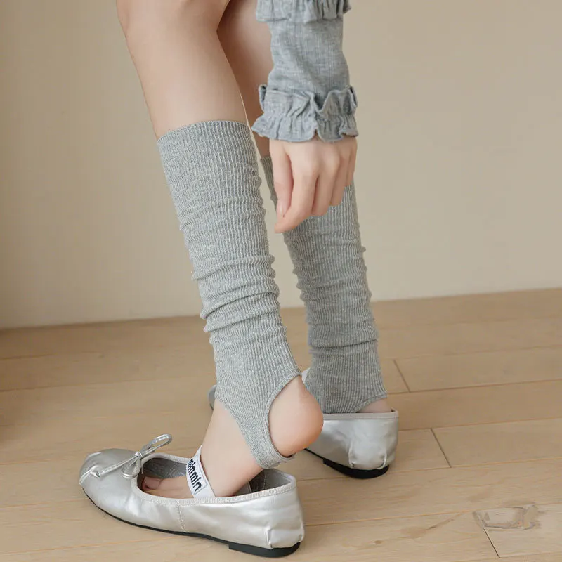 1 Paar Overknee-Strümpfe für Damen, Modische Lange Baumwoll-Kniestrümpfe, Dünne Atmungsaktive Einfarbige Gestrickte Stapelstrümpfe mit Fußteil – Detail 10