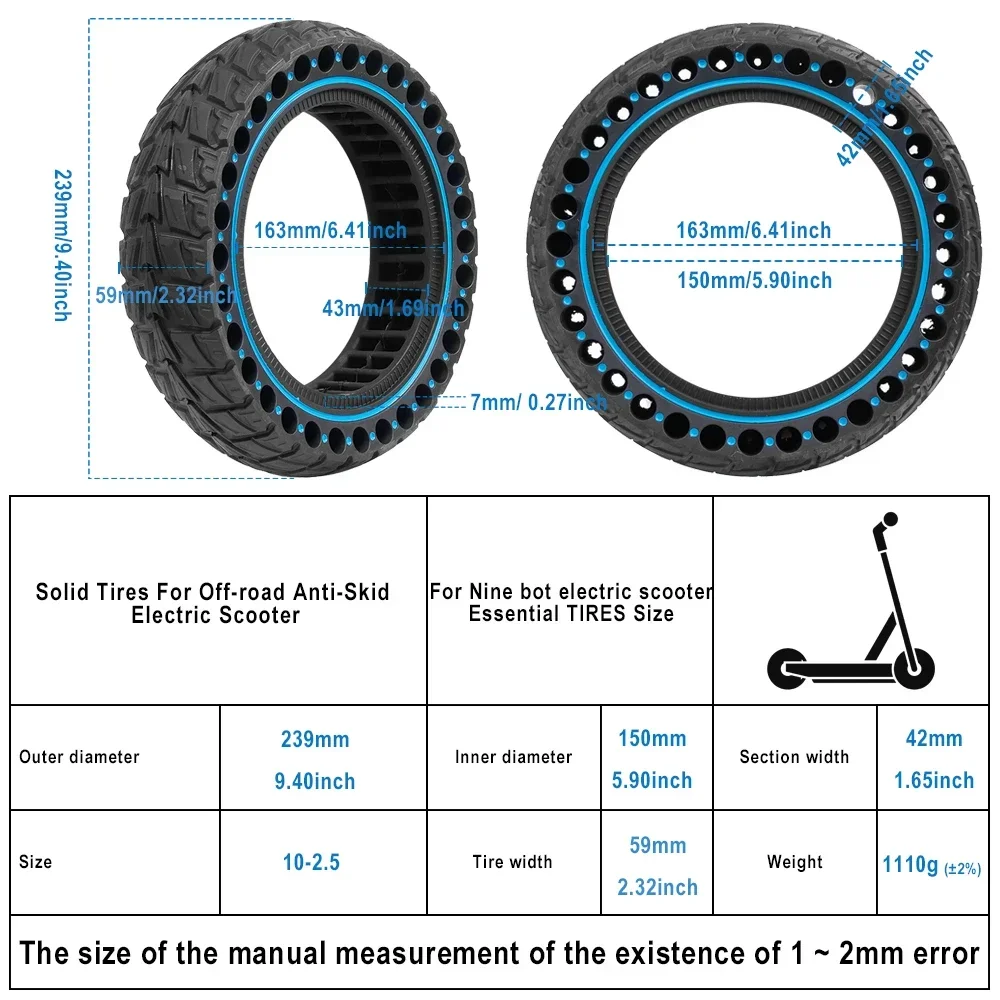 60/70-6.5 Tubeless Tire Off-Road soild Tire Electric Scooter Explosion-Proof  For Ninebot Max G30 Series G30D G30L 10x2.50 Tire