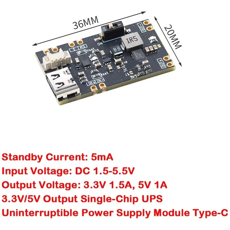 Super Sale 3.3V 5V Output Microcontroller UPS Uninterruptible Power Supply Module 1.5A/1A Lithium Battery Charging Board 3.3V
