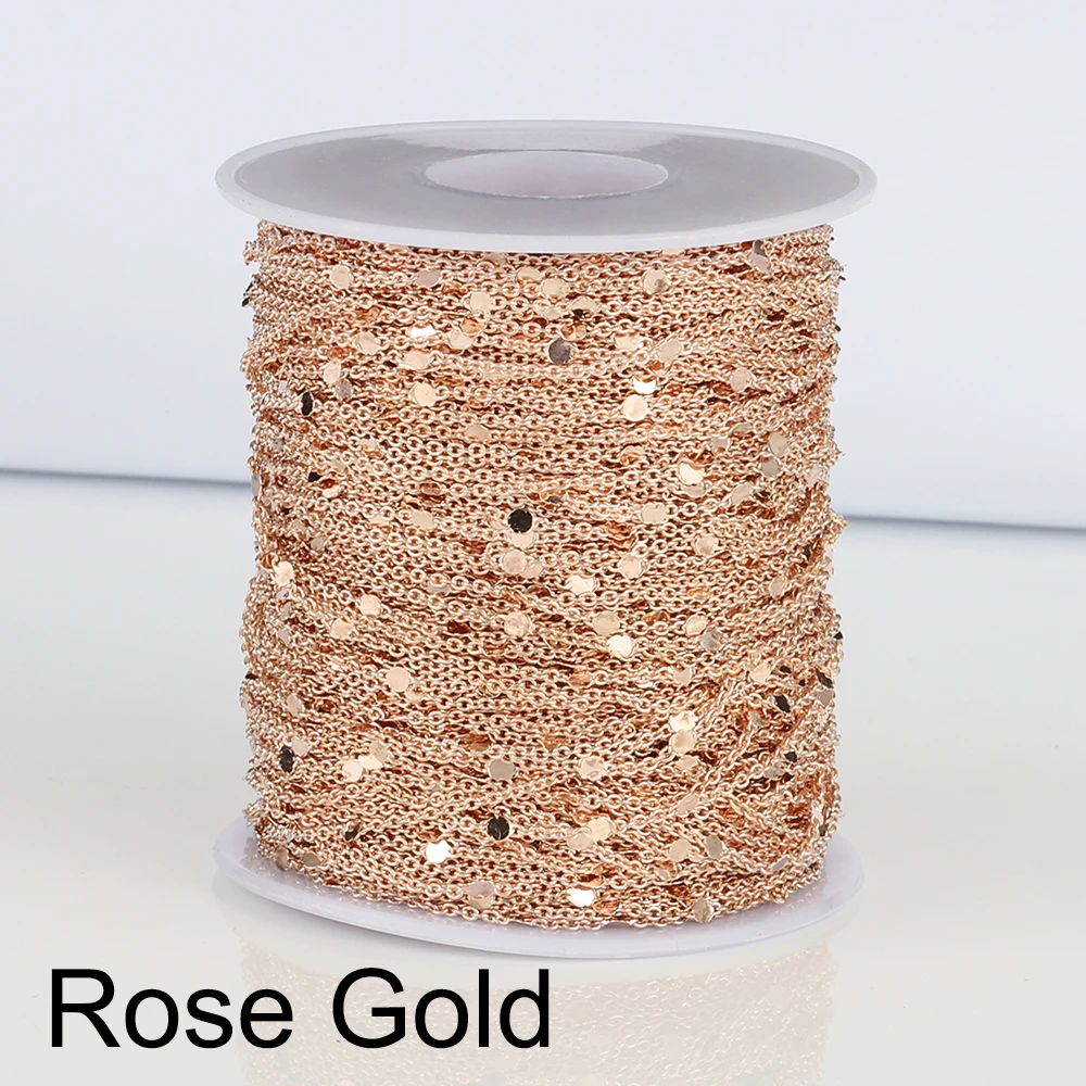 2 Meter Pailletten O-Wort-Kette Scheibe Kupferkette DIY Armband Halskette Körperkette Schmuckzubehör