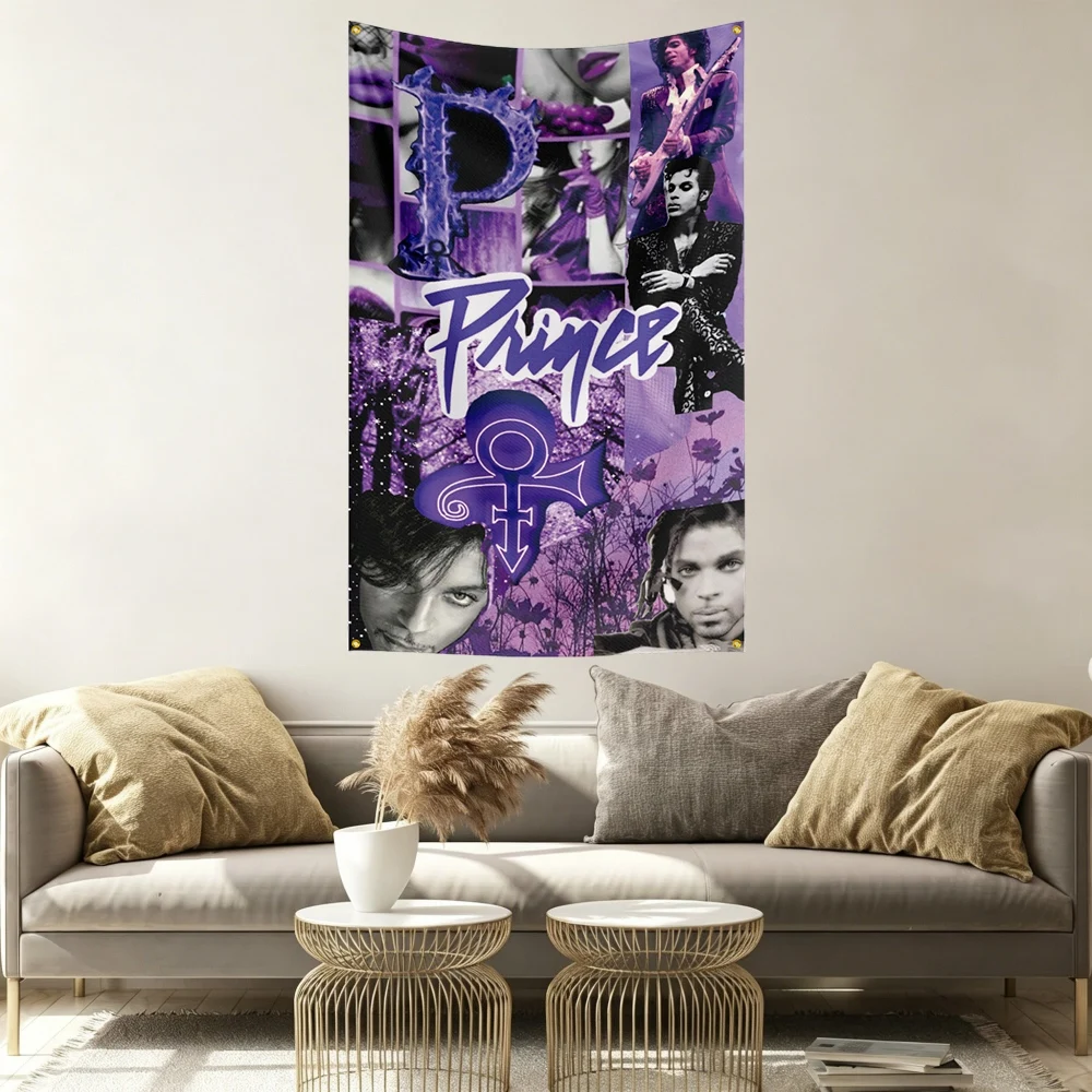Prince Music Flag Banner Vivid Color Fade Resistant With Metal Grommets Outdoor Garden Yard Indoor Dorm Room Wall Hanging Decor
