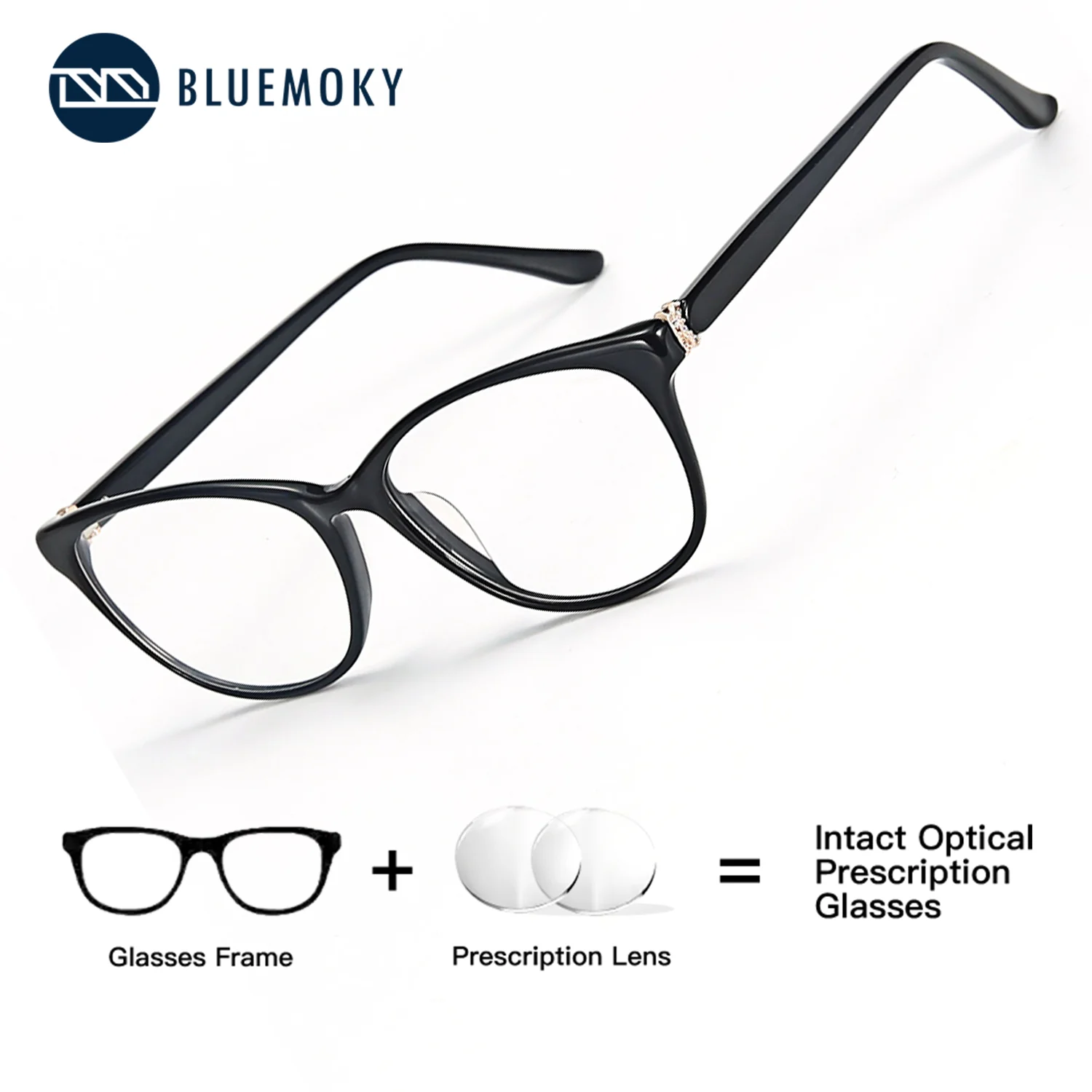 

BLUEMOKY (XXS Size) Fashion Oval Prescription Glasses Custom for Women Photochromic Optical Myopia Degree Glasses