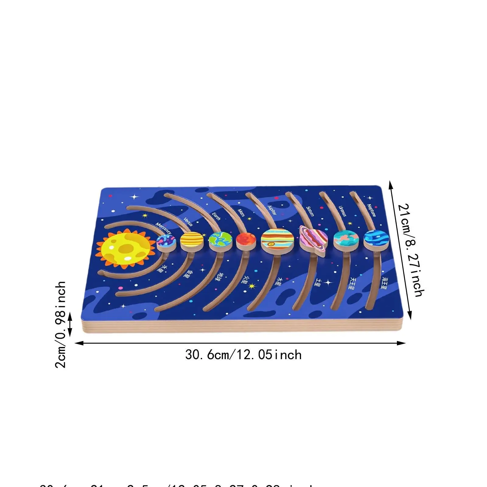 Solar System Board Training 3D Montessori Toy Wooden Movable Solar System