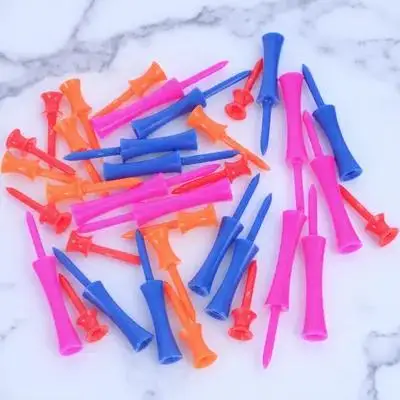 

40pcs Golf Tees Set Mixed Colorful Plastic Castle Step Light Durable For Men Women Accessories Gift