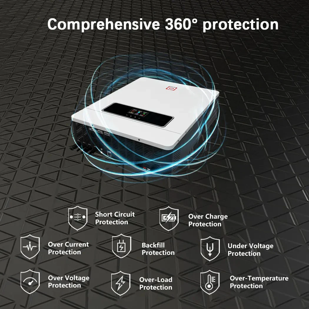 ECGSOLAX 10.2KW عاكس شمسي هجين 48 فولت 230 فولت تيار متردد مع وحدة تحكم شحن MPPT 180A مزدوجة موجة جيبية نقية عاكس للطاقة الشمسية PV ماكس 500 فولت