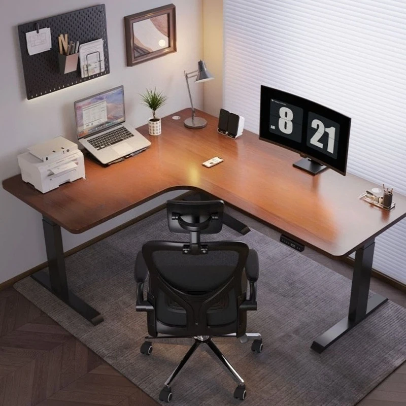L-shaped Lifting Computer Desk Intelligent Electric Workbench Office Gaming Table Height Adjustable Mesa De Estudo Furniture