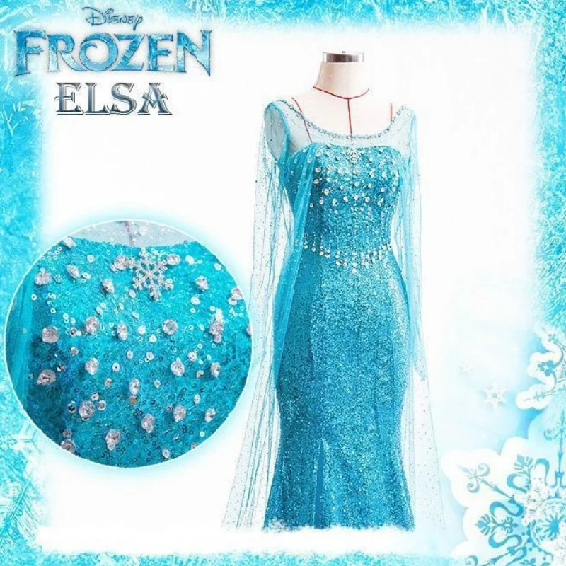 Disfraz de Frozen Elsa de Disney para mujer, vestido de nieve ostentoso, traje de peluca, fiesta de Halloween Disfraces de, ropa de Halloween