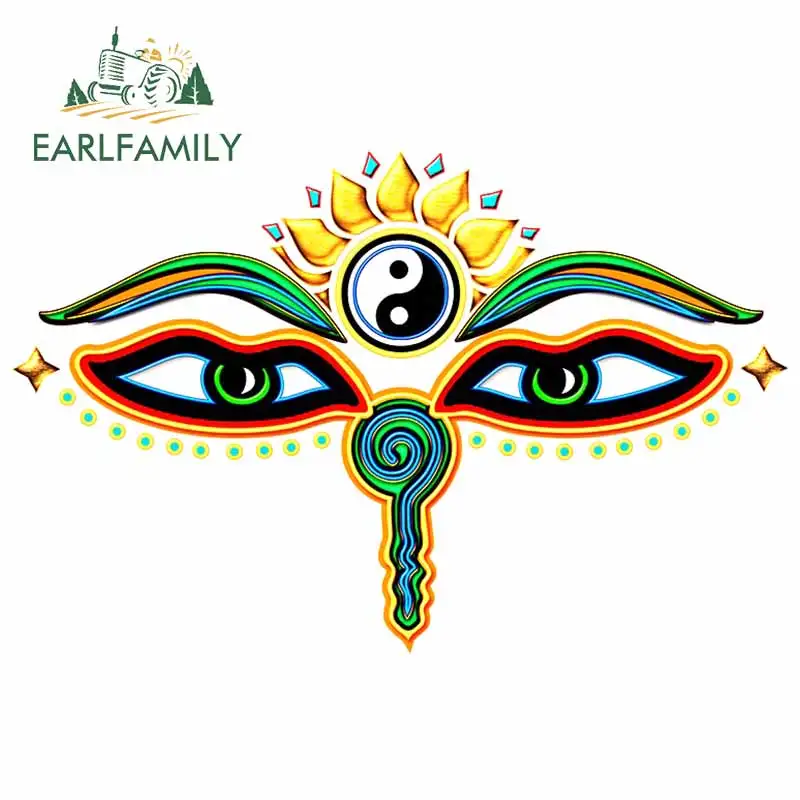 EARLFAMILY 13cm x 8.6cm for Buddha Eyes Mystical Religion Laptop Car Stickers Waterproof RV Decal Trunk Windows Vinyl Car Wrap