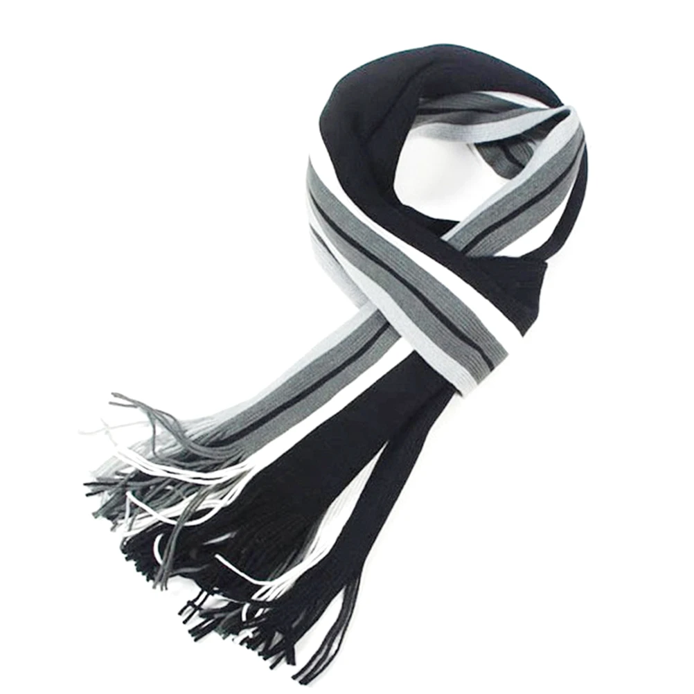 

Knitted Winter Long Cotton Business Neckerchief Durable Winter Scarf For Men Comfortable Stripe Fashion Scarf Shawl