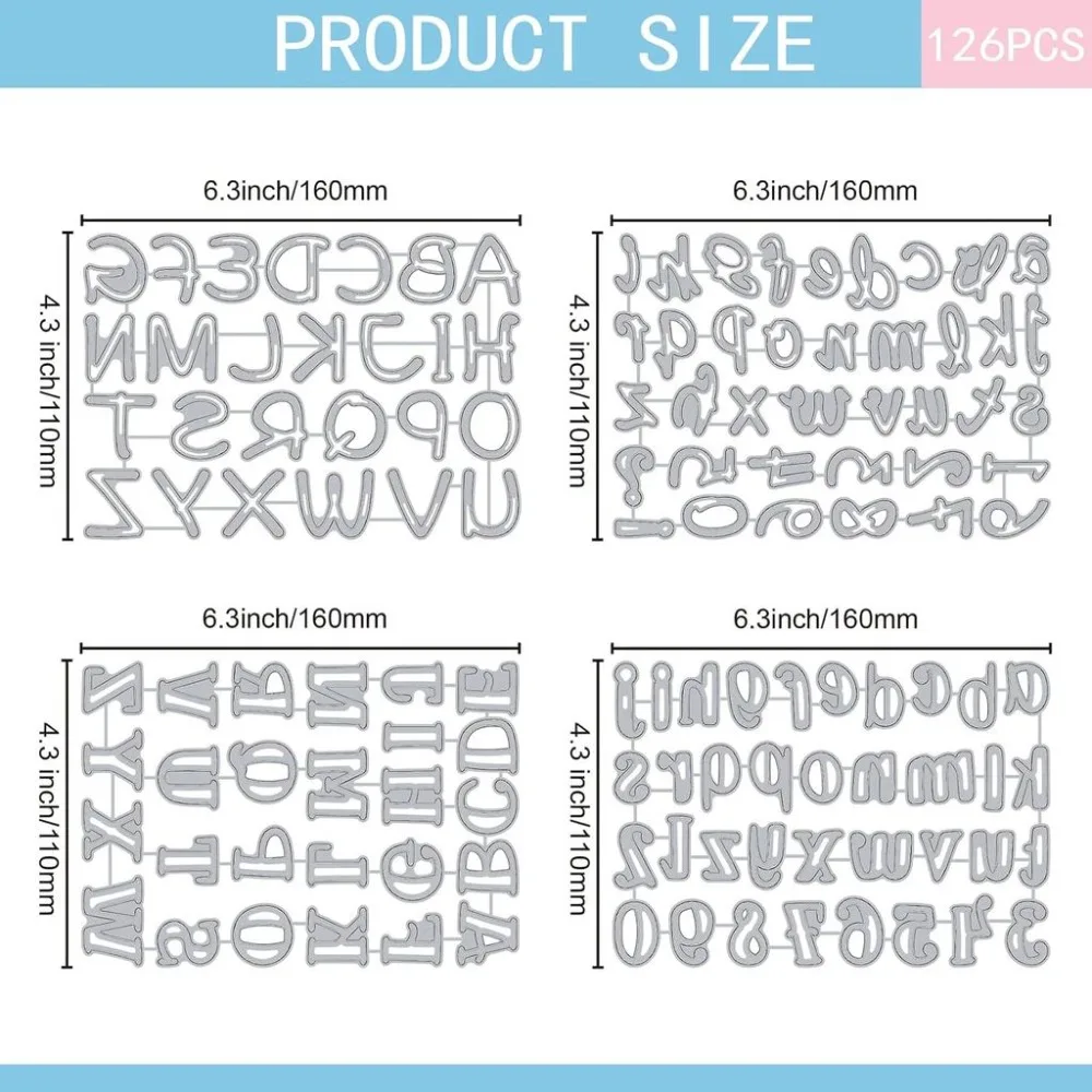 Letter and Number Set Cutting Dies Handwritten Metal Die Cuts Alphabet Words Cutting Embossing Templates Crafts Paper Cards