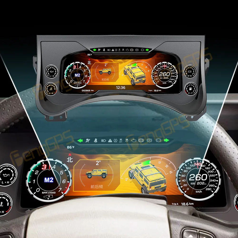 

12.3 Inch Digital Cluster For Hummer H2 2003-2009 Car LCD Instrument Panel Virtual CockPit Speed Meter Dashboard Car Accessories
