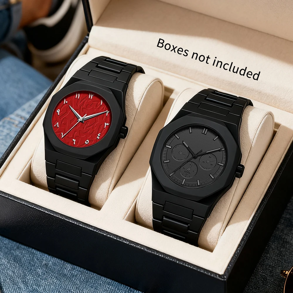 2pcs men's business luxury fashion quartz watches, quartz movement, suitable for daily and formal occasions watches