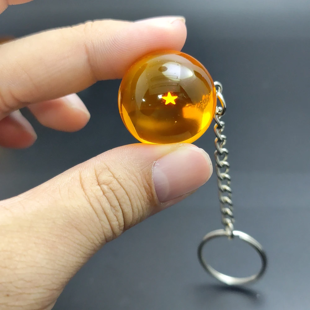 Anime Dragon Ball Keychain Fashion Jewelry Son Goku Vegeta Piccolo Crystal Ball Resin Action Figures PVC Key Ring Bag Pendant