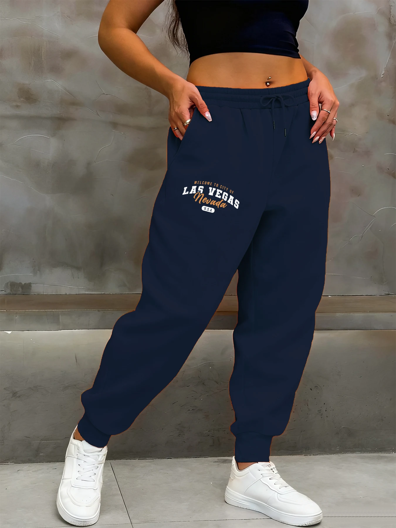 مرحبا بكم في لاس فيغاس نيفادا طباعة Sweatpant الإناث الخريف الرباط بانت الدافئة Britches ركض الشارع للجنسين السراويل الطويلة