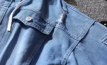 Autumn New Men's Fashionable Casual Street Hip-hop Denim Jacket Fake Two-piece Hooded Single Breasted Slim Fit Denim Jacket 4