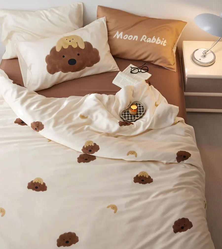 Fashion cute teddy dog elephant bedding set single double,twin full queen king home textile bed sheet pillow case quilt cover