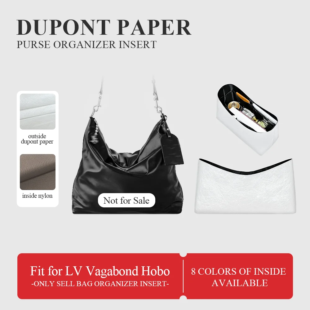 Dupont Paper Purse Organizer Insert Fit for LV Vagabond Hobo Large Inside Storage Bag In Bag Lightweight Makeup Inner Liner Bag