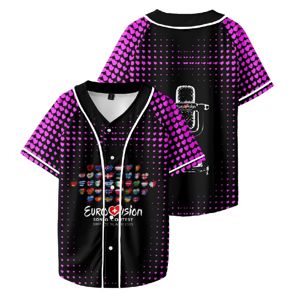 

Eurovision Song Contest 2025 Merch Baseball Jacket T-shirts Summer Unisex Fashion V-neck Short Sleeve Tee