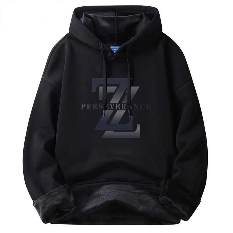 Autumn Winter Hoodie Men Fleece Warm Sweatshirt Loose Harajuku Y2k Tops Trends Pullover Long Sleeves Hooded O-neck Streetwear