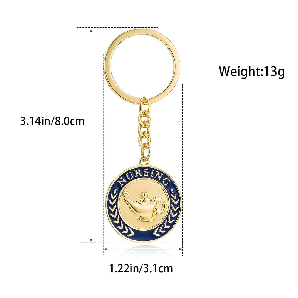 DCARZZ Lamp of Knowledge Keychain Charm Pendant Key Ring Medicine Medical Nursing Jewelry for Doctor Nurse Graduate