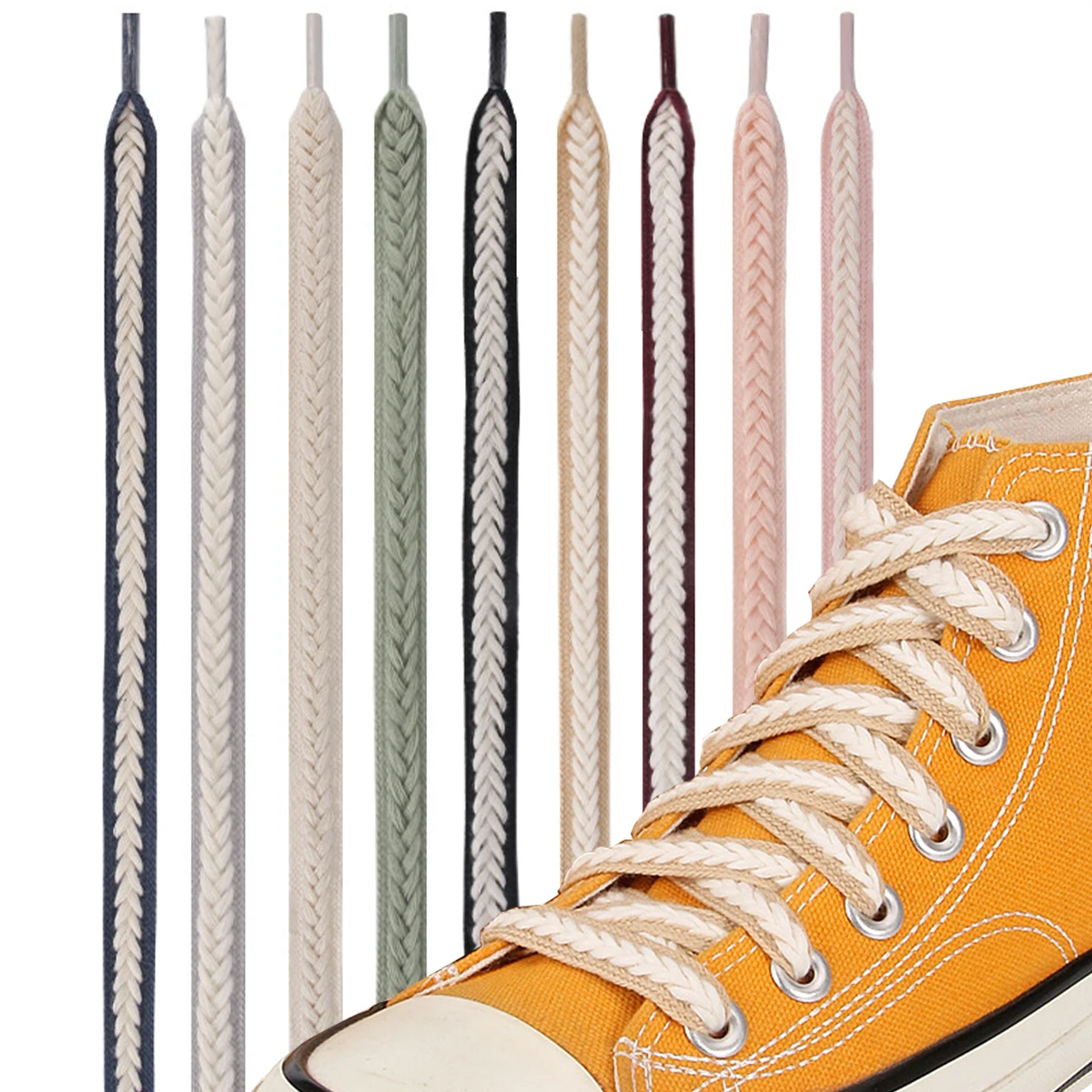 New Model Wheat-Styled Sports Shoes Tie - Small Floral Twine Braided Shoe String