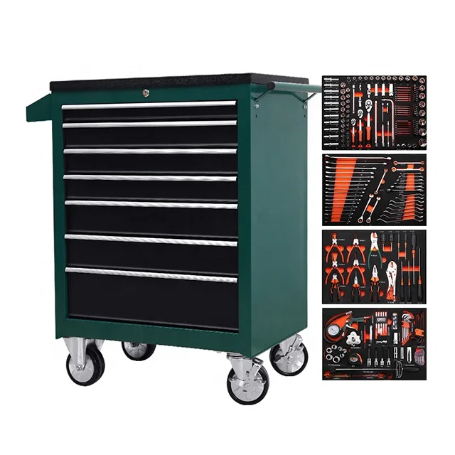 Mechanical workshop tool box trolley with tools set box