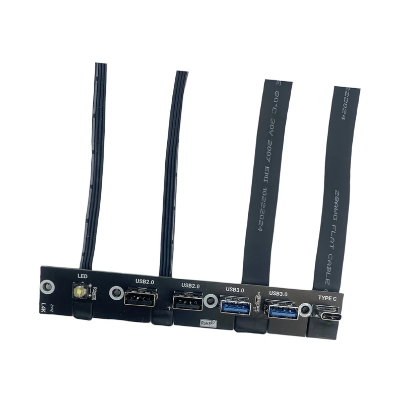 5 Port USB PC Front Panneau Bracket 2XUSB3.0 2XUSB2.0 1XUSB C 20G avec LED