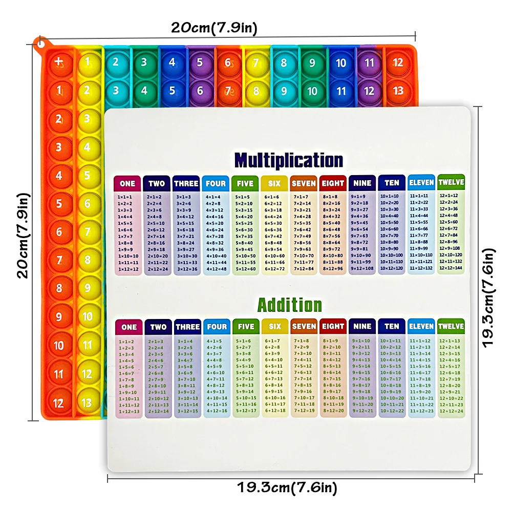 Multiplication Addition 1-12 Math Practice Activity Pop Games Erasable Cards Pen, Montessori Stationery Educational Toys for Kid