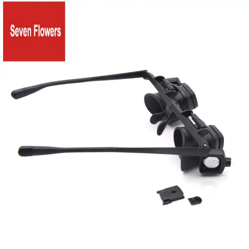 A84Z-24X Headband Magnifying Glass With LED Light For Jewelry Watch Repair Soldering Magnifier Loupe Welding Glasses Black