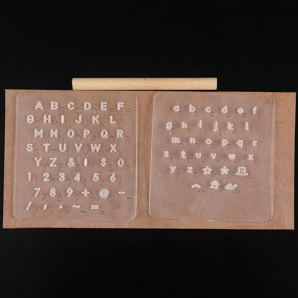 Transparent Letter Number Symbol Stamp Set, DIY Faux Leather Engraving Embossing Punch Tool Kit for Leather Craft Printing