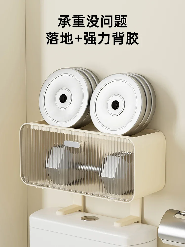 Household Above The Toilet No Punching Storage Rack Bathroom Wall Hanging Racks Dust-proof Storage Cabinet Bathroom Cabinets