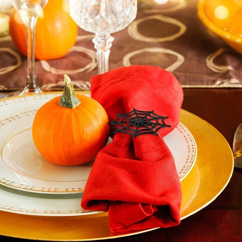 Halloween Napkin Ring Set Spider Halloween Napkin Black Terror Metal Alloy Napkin Clasp