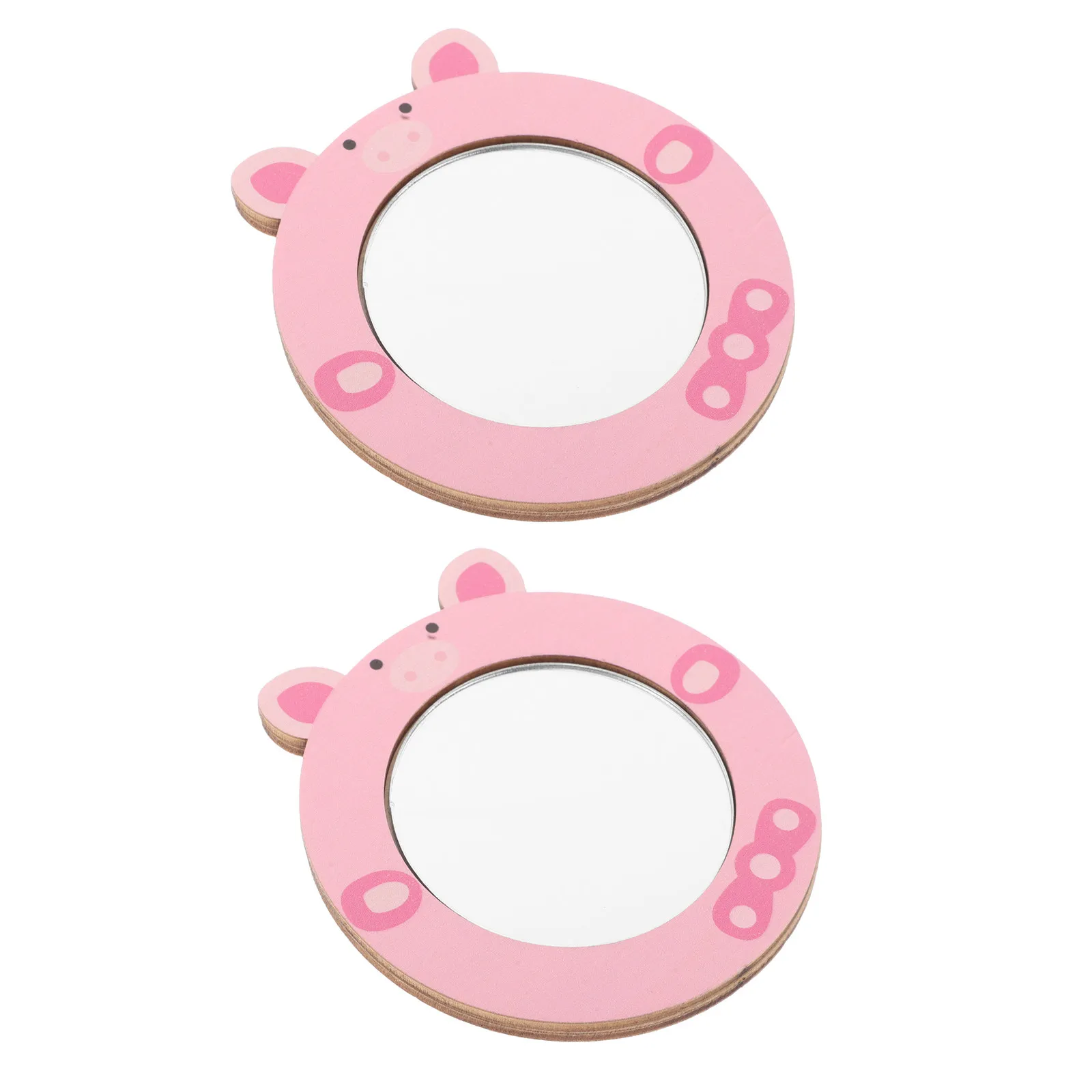 

2pcs Mirror Baby Bath Wooden Pig Shape For Toddlers 1-3 Years Interactive Sensory Play Shower Educational Cause-Effect Learning