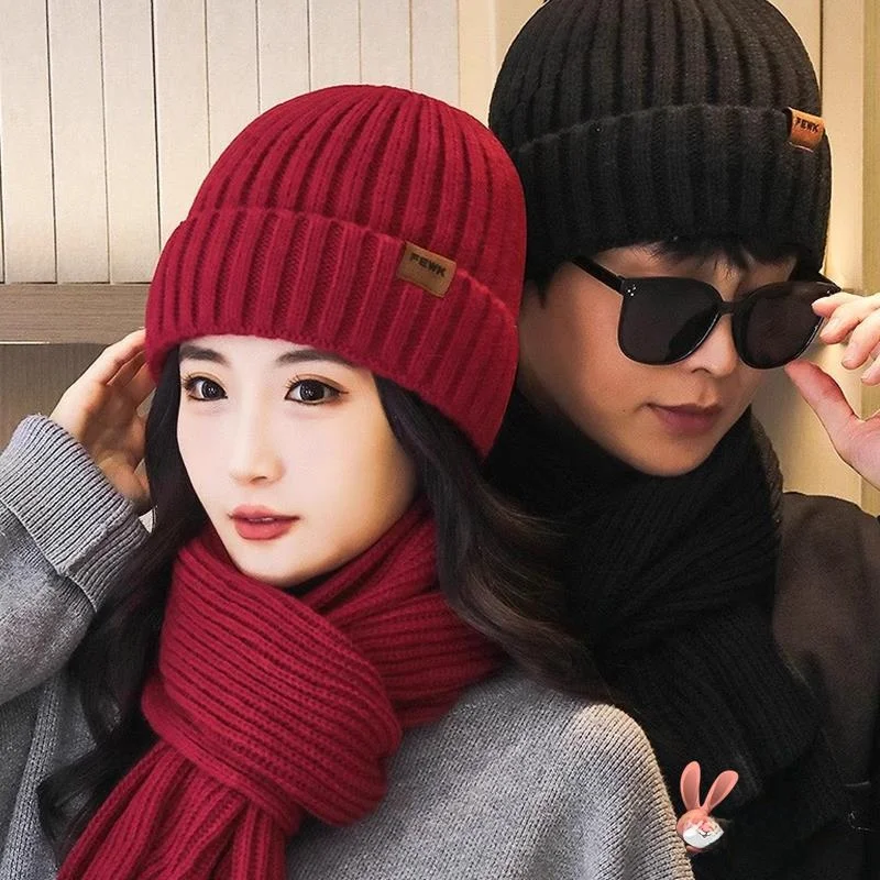 

Вязаный комплект шапка-шарф Thiened для мужчин и женщин, зимний теплый, для большой окружности головы, вязаный косами, новинка 2025 года