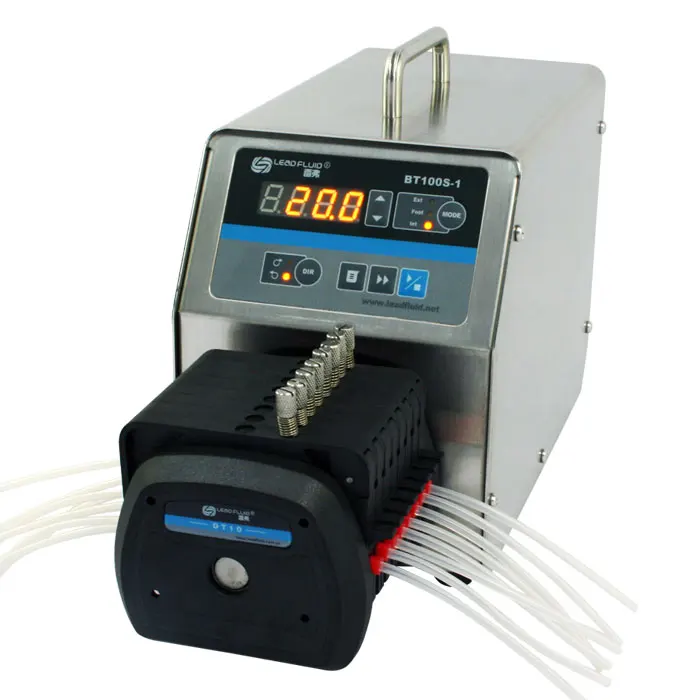 

BT100S-1+DT10-88 variable speed peristaltic pump provides flow range from 0.00011 to 1700 mL/min