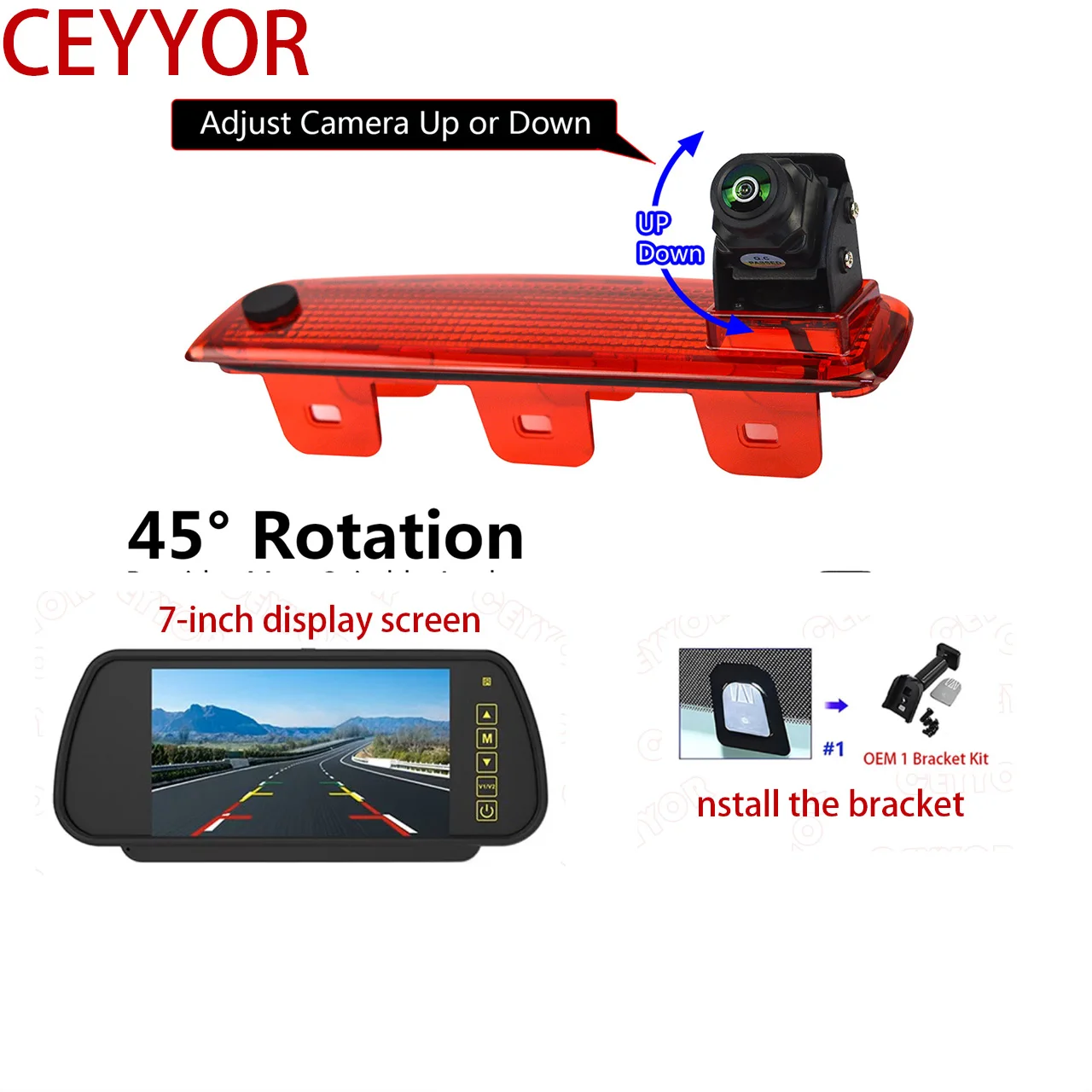 Reverse camera, brake light, camera for reversing  Lada Largus Cross/Dacia Dokker（2012-2025）Equipped with a 7-inch display scree