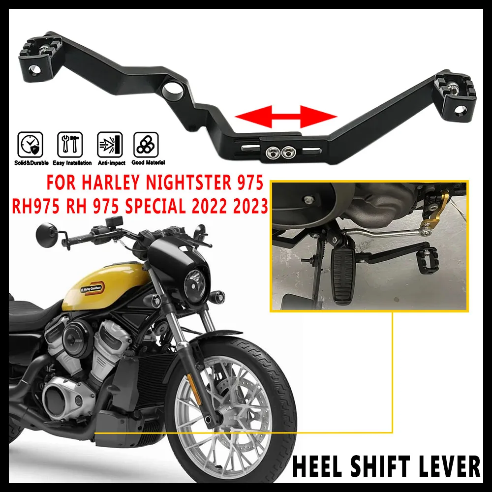 For Harley Nightster 975 RH975 RH 975 Special 2023 2024 Motorcycle Aluminum Heel Toe Gear Shifter Shift Lever Black Shift Pegs
