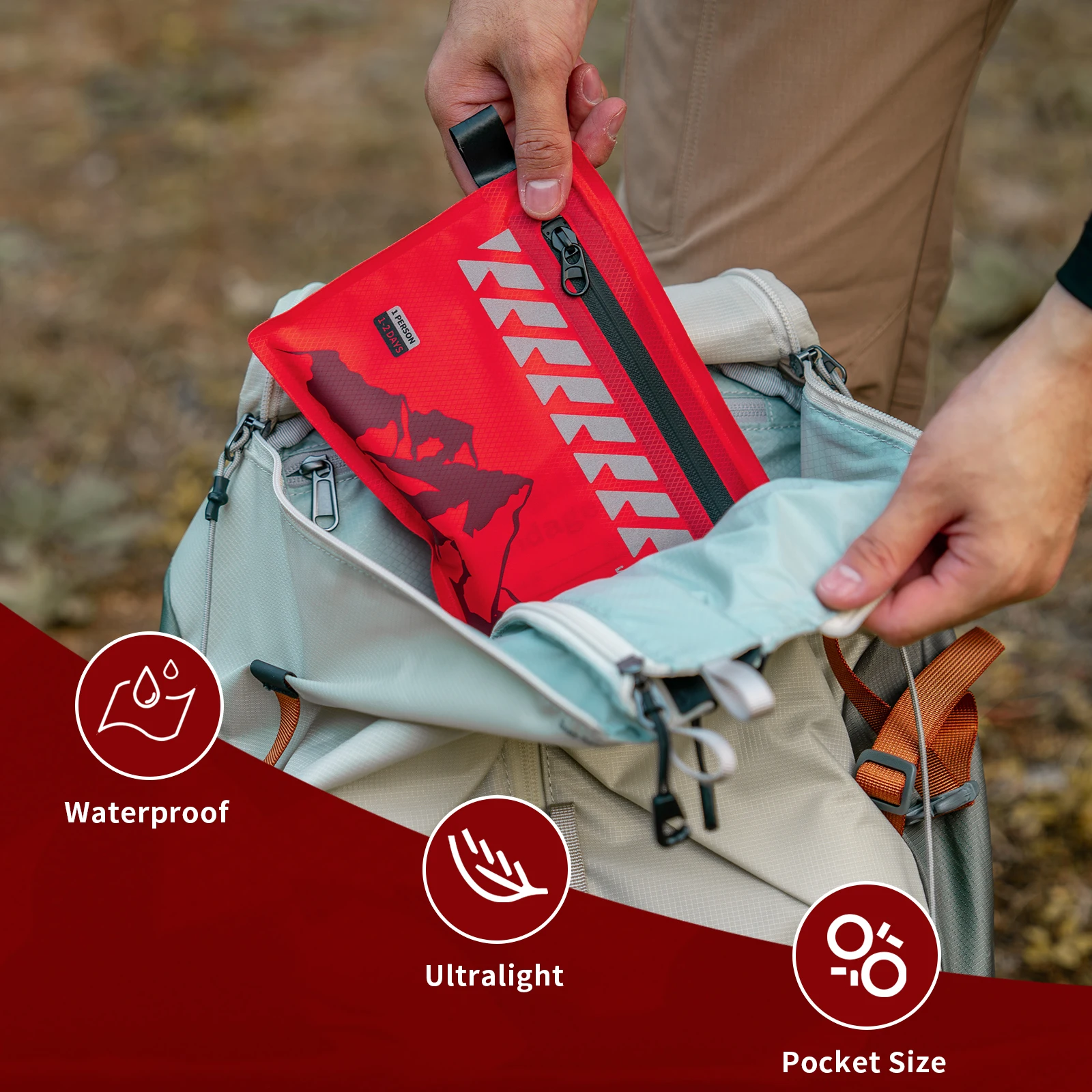 

Small First Aid Kit Ultralight Waterproof Medical Kit for Hiking Camping Backpacking Cycling Travel Vehicles 105PC
