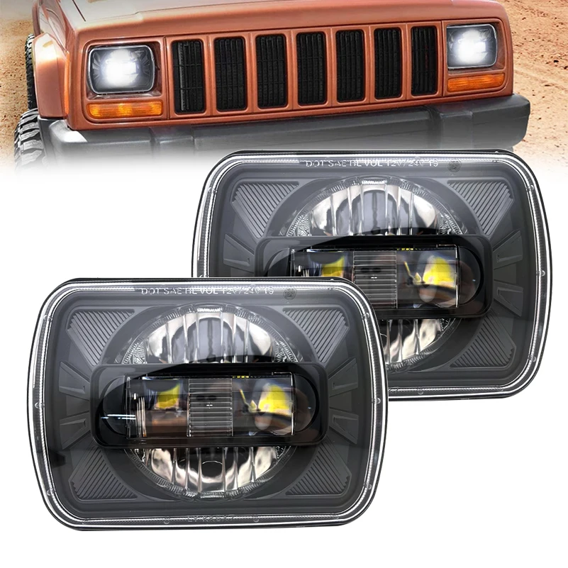 Waterproof 5x7 6X7 Rectangular LED Truck Headlights  Off-Road Work Light Dustproof Led Headlamp for Jeep Wrangler YJ Cherokee