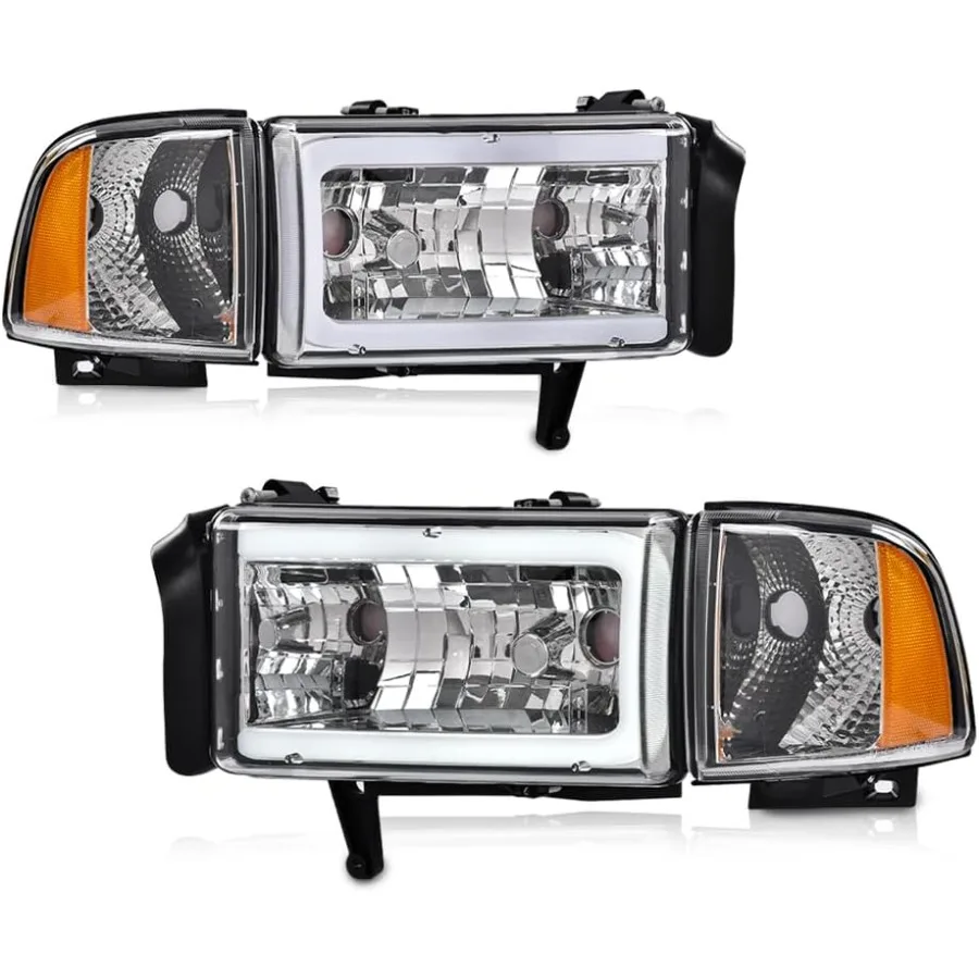 

Pair Headlight LED Light Strip w o Bulbs Compatible with Dodge Ram 1500 19942001 2500 3500 19942002 Not Fit Sport Ram Van Model