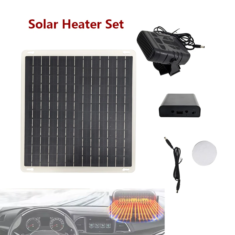 Portable Solar Heater Set Solar Panel Heater Photovoltaic Panel Car Window Defogging Device for Outdoor Camping Warmer