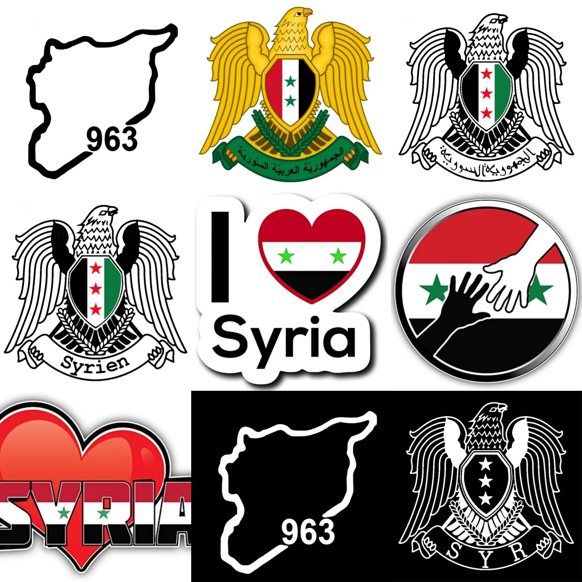 

Syria Flag Map National Emblem Creative PVC Car Sticker for Decorate Car Bicycle Van Truck Fridge Wall Helmet Decal Accessories