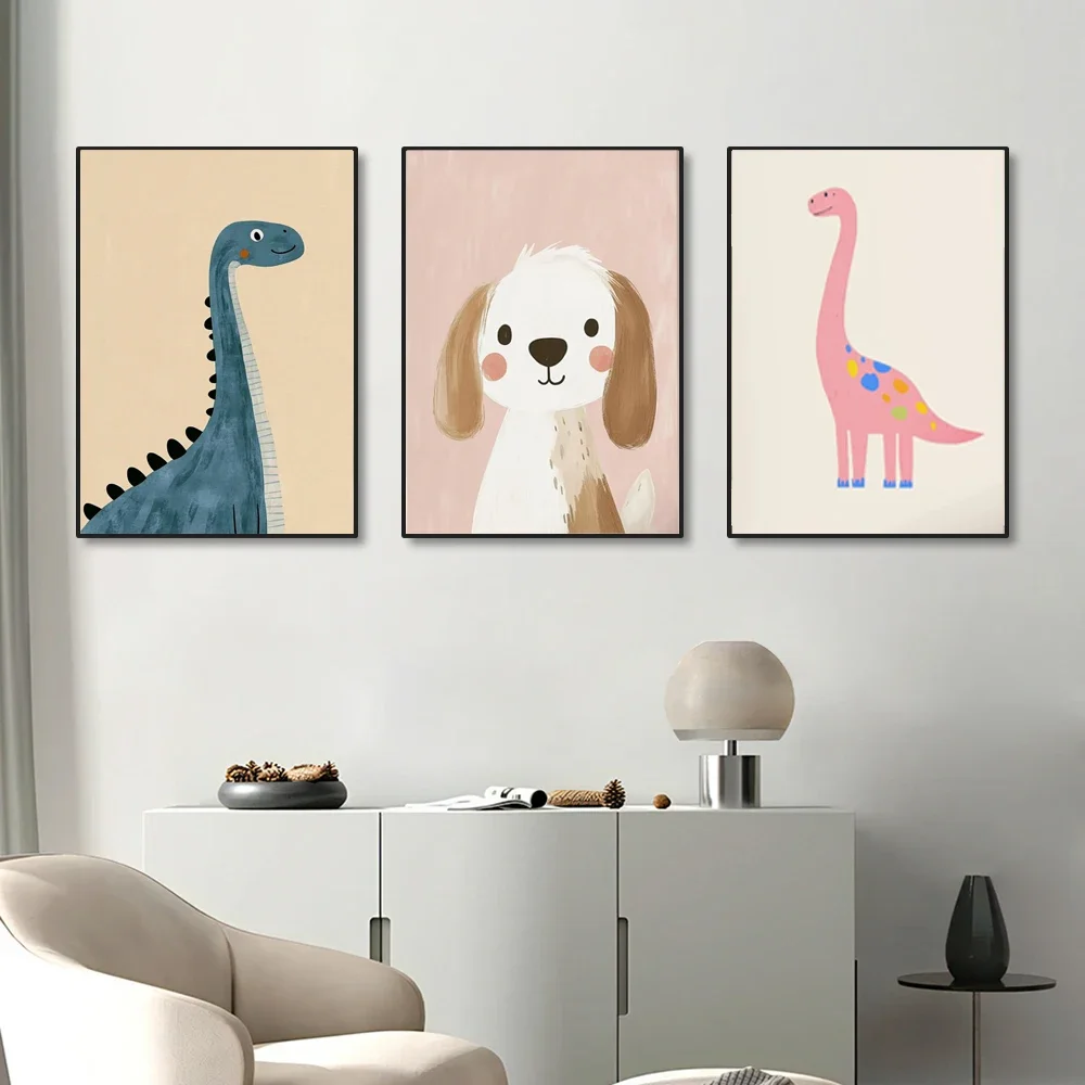 1pc frameless Canvas Painting 1pc Minimalist Animal Aesthetics Poster Cute Funny Forest Animals Wall Art Parenting Kids Room Bab
